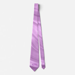 Elegant Purple Swirl Pattern Monogram Initials Tie