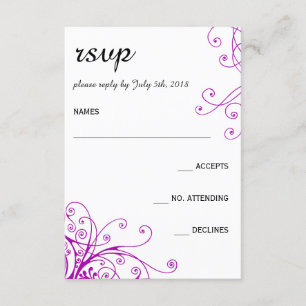 Elegant Purple Swirls Wedding RSVP card