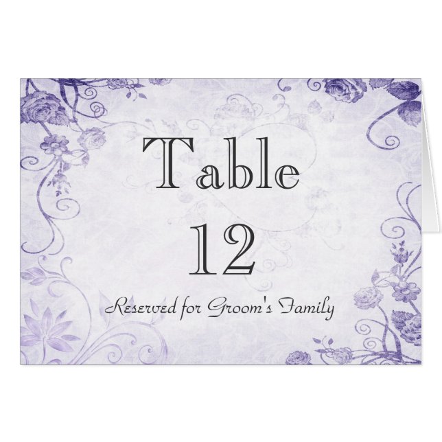 Elegant Purple Table Seating Name Card (Front Horizontal)