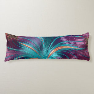 Elegant Purple Teal Abstract Feather Chic Bedding Body Cushion
