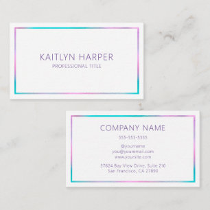 Elegant Purple Teal Foil Frame Minimal Business Card