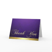 Elegant Purple Texture Modern Gold Thank You Card