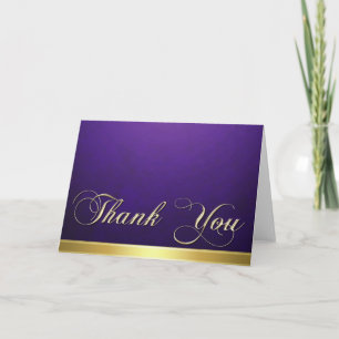 Elegant Purple Texture Modern Gold Thank You Card