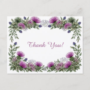 Elegant Purple Thistle Floral Thank You  Postcard