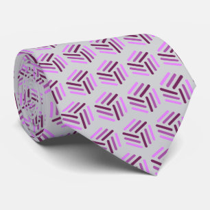 Elegant Purple Tie with Grey Honeycomb Pattern