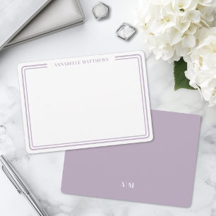 Elegant Purple Two Border Minimalist Monogram Card
