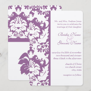 Elegant Purple Victorian Damask Wedding Invitation