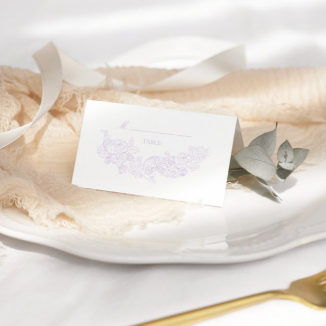Elegant Purple Victorian Wedding Place Card (Creator Uploaded)