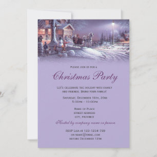 Elegant purple vintage Christmas holiday party Invitation