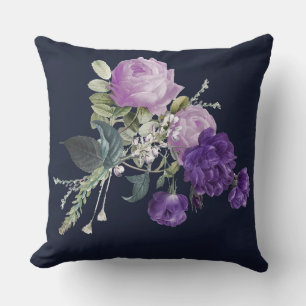 Elegant purple vintage  floral cushion