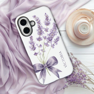 Elegant Purple Vintage Ribbon Personalized iPhone 16 Case