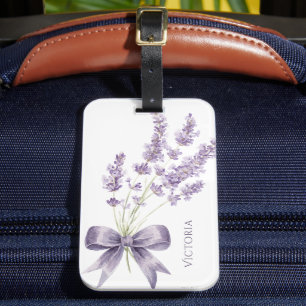 Elegant Purple Vintage Ribbon Personalized Luggage Tag