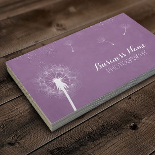 Elegant Purple Violet Dandelion Photography Business Card