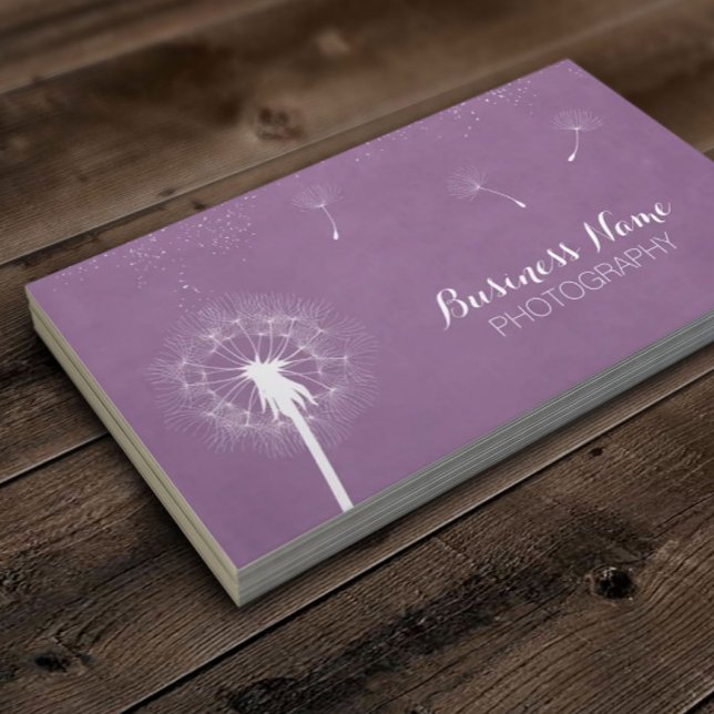 Elegant Purple Violet Dandelion Photography Business Card (Creator Uploaded)