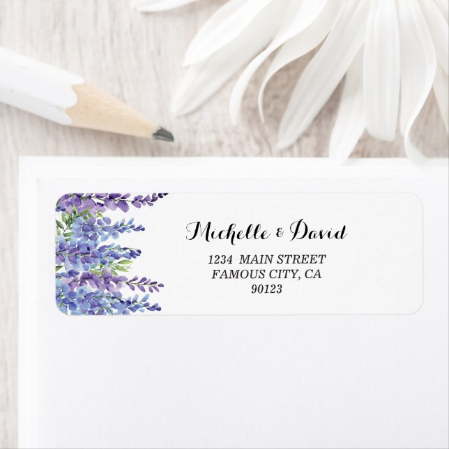 Elegant Purple Violet Florals Address Labels (Insitu)