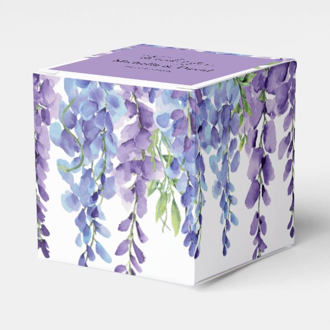 Elegant Purple Violet Florals Wedding Favour Box (Front Side)