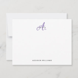 Elegant Purple Violet Script Monogram Card