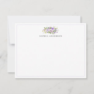 Elegant Purple Violet Stylish Floral Watercolor Card