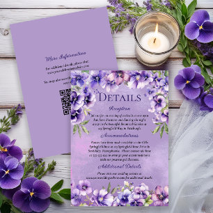 Elegant Purple Violets 40th Anniversary Details  Invitation