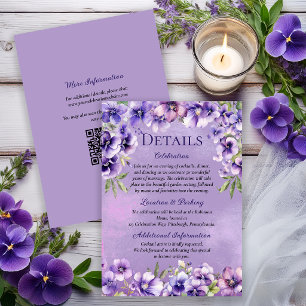 Elegant Purple Violets 50th Anniversary Details  Invitation