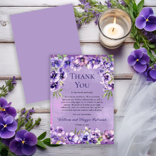 Elegant Purple Violets 50th Anniversary Thank You Card
