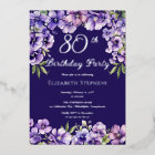 Elegant Purple Violets Floral 80th Birthday Party
