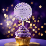 Elegant Purple Violets Floral Happy 90th Birthday Classic Round Sticker<br><div class="desc">Elegant purple violets floral design "Happy 90th Birthday" design featuring a floral top and bottom swag of violets on a distressed violet and white stardust background.</div>