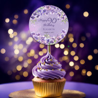 Elegant Purple Violets Floral Happy 90th Birthday