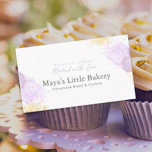 Elegant Purple Watercolor Bakery Pastry Chef Business Card