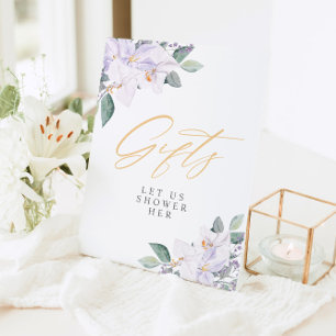 Elegant Purple Watercolor Bridal Shower Gifts  Pedestal Sign