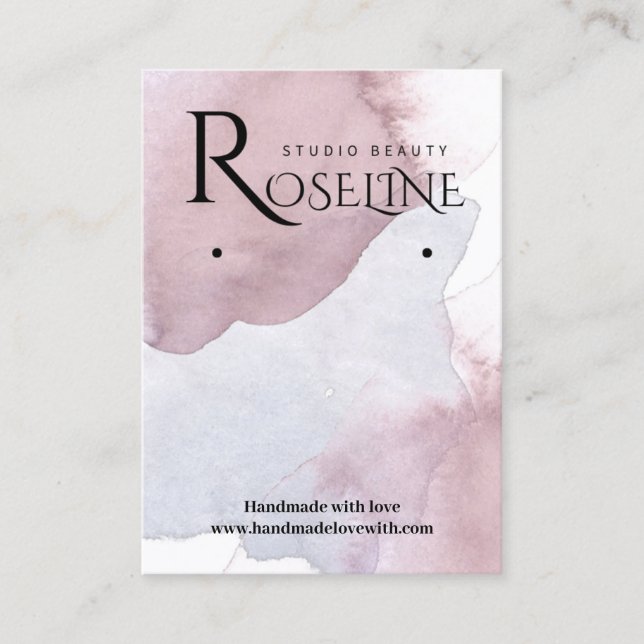 Elegant Purple Watercolor Earring Display Business Card (Front)