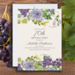 Elegant Purple Watercolor Floral 70th Birthday Invitation<br><div class="desc">Elegant purple watercolor floral and greenery 70th birthday party invitation for women. Contact me for assistance with your customisation or to request additional matching or coordinating products for your party</div>