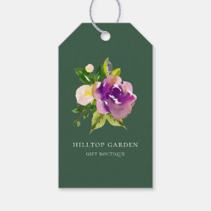 Elegant Purple Watercolor Floral Green Price Tags