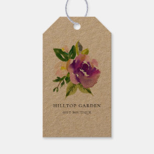 Elegant Purple Watercolor Floral Kraft Price Tags