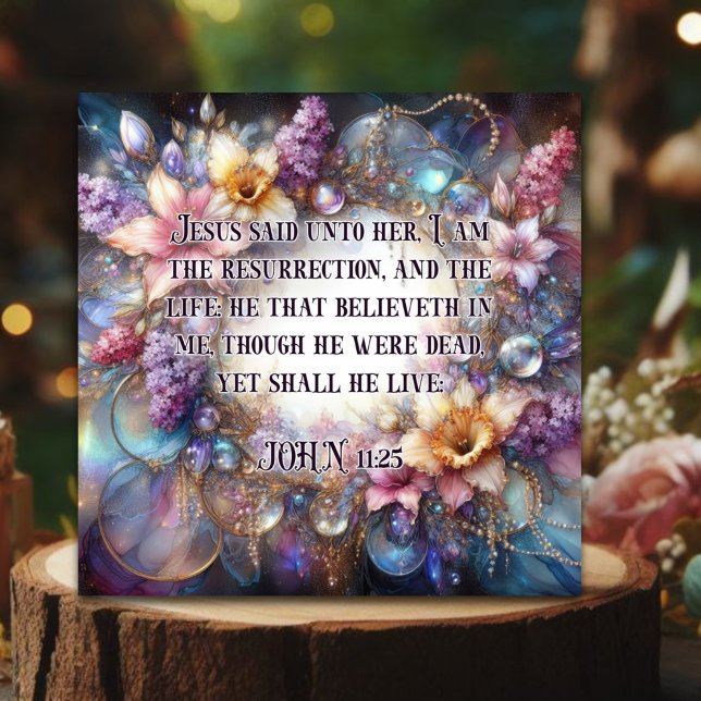 Elegant Purple Watercolor Floral Scripture Easter Holiday Card (Creator Uploaded)