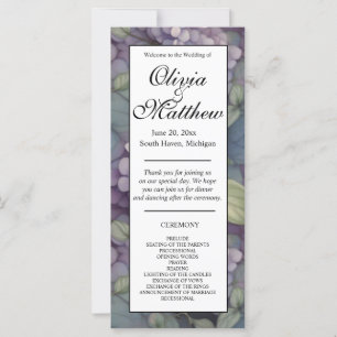 Elegant purple watercolor florals wedding program