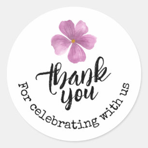 Elegant Purple Watercolor Flower Favour Classic Round Sticker