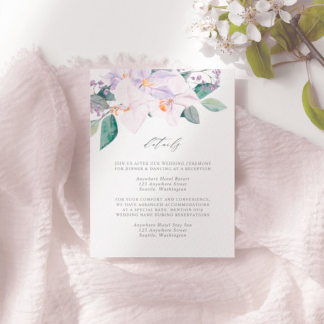 Elegant Purple Watercolor Flowers & Greenery  Enclosure Card (Creator Uploaded)