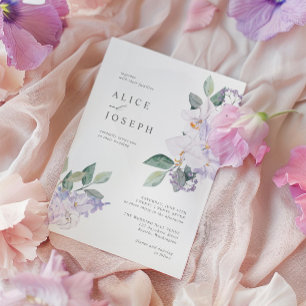 Elegant Purple Watercolor Flowers & Greenery  Invitation