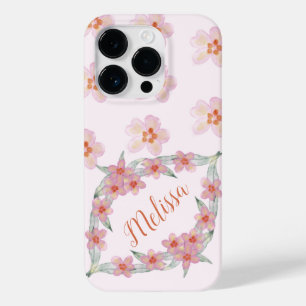 Elegant Purple Watercolor Flowers Personalise name Case-Mate iPhone 14 Pro Case