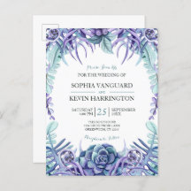 Elegant Purple Watercolor Succulent Floral Wedding