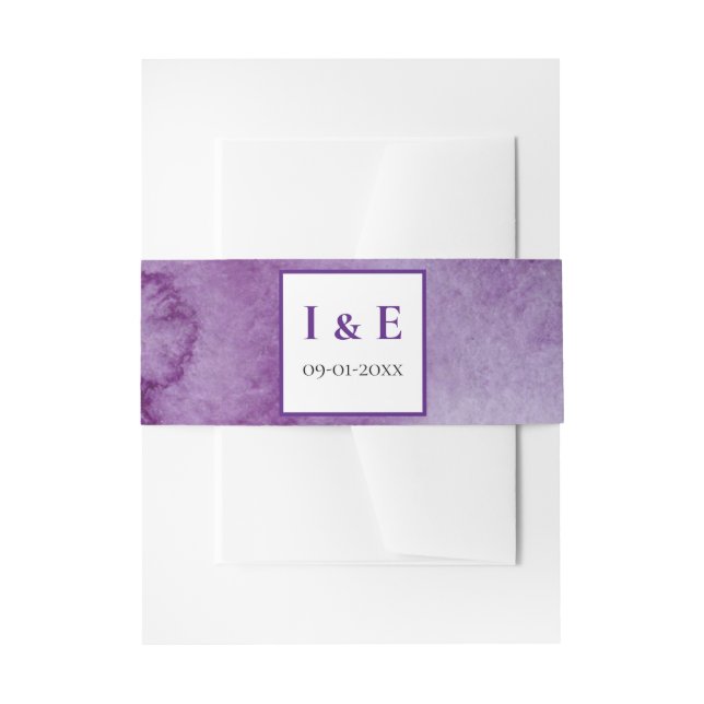 Elegant Purple Watercolor Wash Wedding Invitation Invitation Belly Band (Front Example)