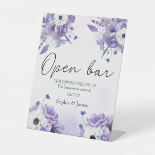 Elegant Purple Watercolor wedding Pedestal Sign