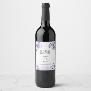 Elegant Purple Watercolor wedding Wine Label