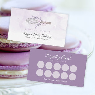 Elegant Purple Watercolor Whisk Bakery Loyalty Business Card