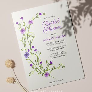 Elegant Purple Watercolor Wildflower Bridal Shower Invitation