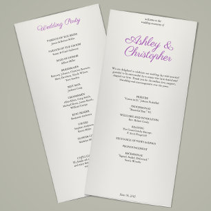 Elegant Purple Watercolor Wildflower Wedding Programme