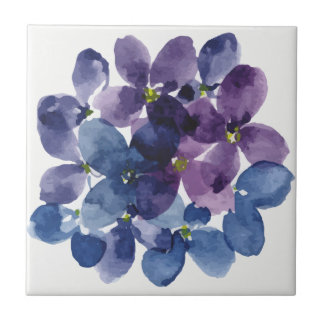 Elegant purple watercolor wisteria blue floral tile