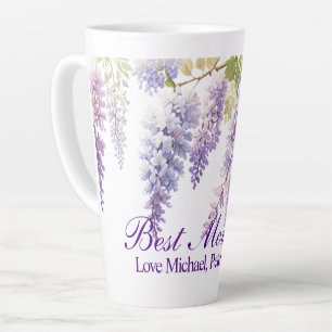 Elegant purple watercolor wisteria floral Best Mum Latte Mug