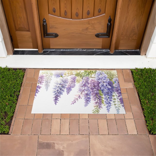 Elegant purple watercolor wisteria floral  doormat (Outdoor)